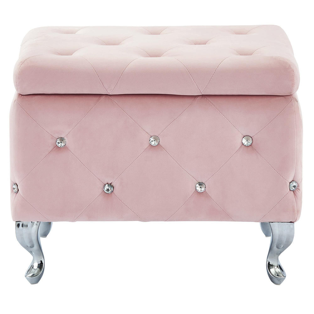  !nspire Monique 402-130SM-BSH Square Storage Ottoman - Blush Pink and Chrome IMAGE 4