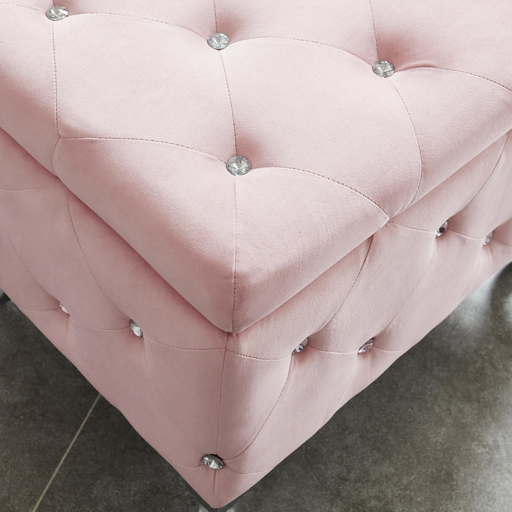  !nspire Monique 402-130SM-BSH Square Storage Ottoman - Blush Pink and Chrome IMAGE 6
