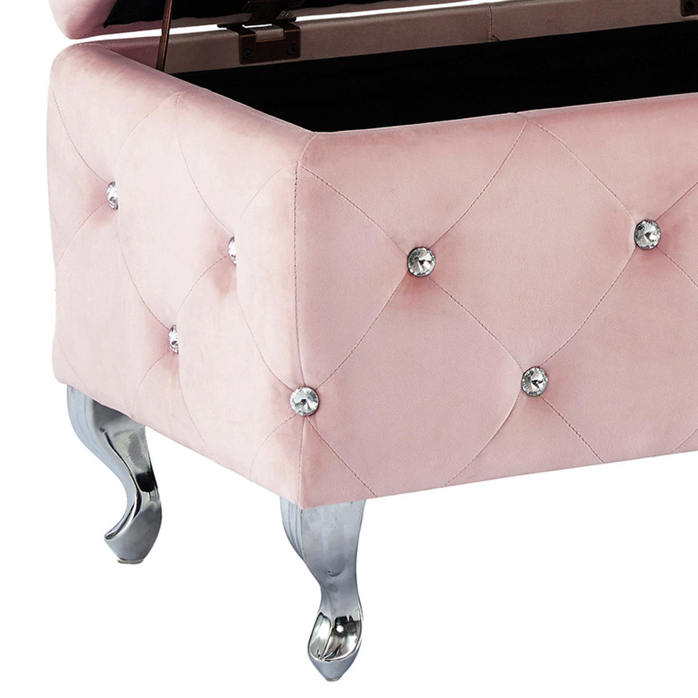  !nspire Monique 402-130SM-BSH Square Storage Ottoman - Blush Pink and Chrome IMAGE 7