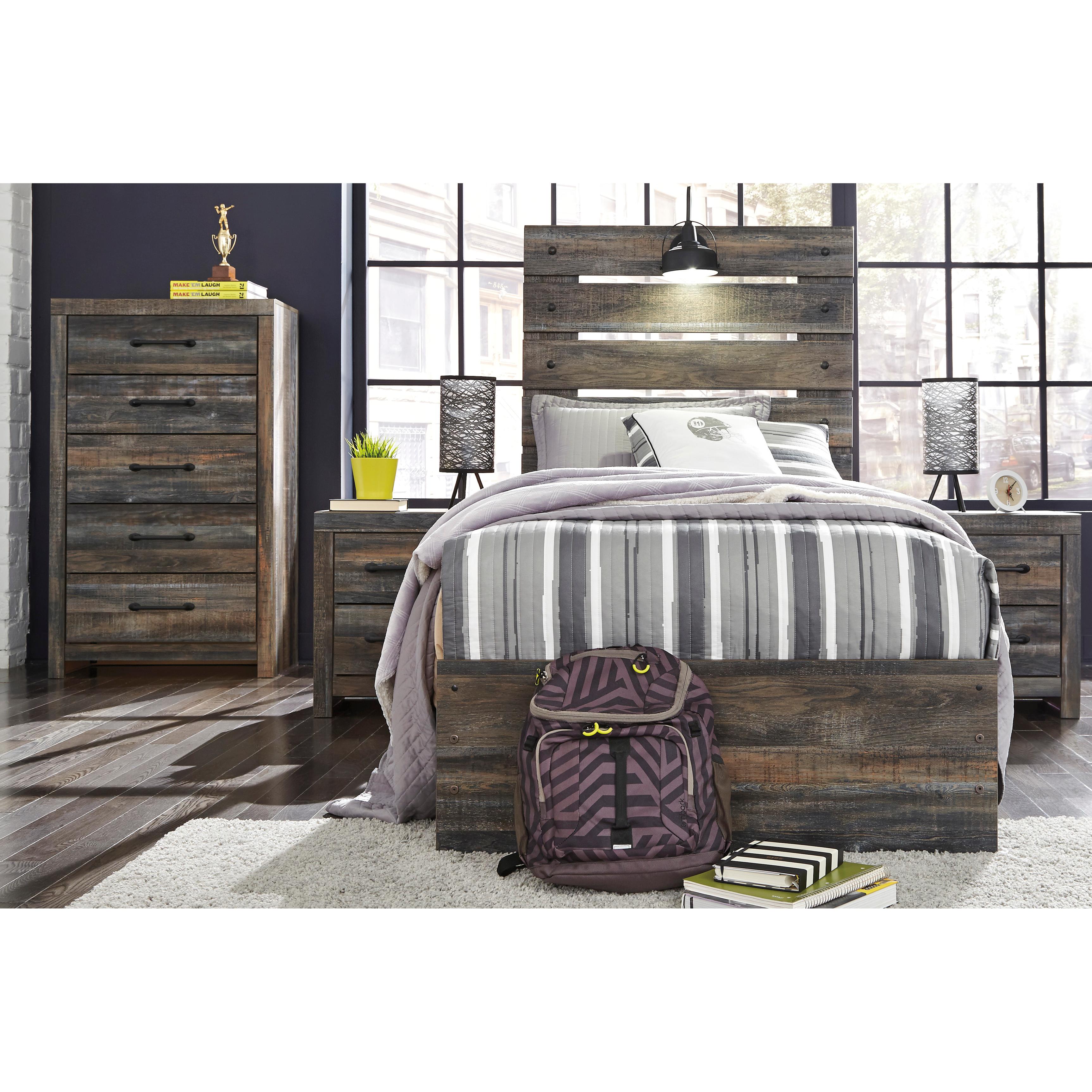 Signature Design by Ashley Drystan B211B11 Twin Panel Bed with 4 Storage Drawers IMAGE 6
