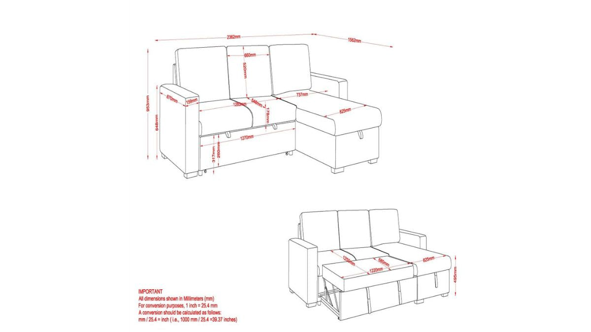 ALFONSO SECTIONAL WITH BED & STORAGE