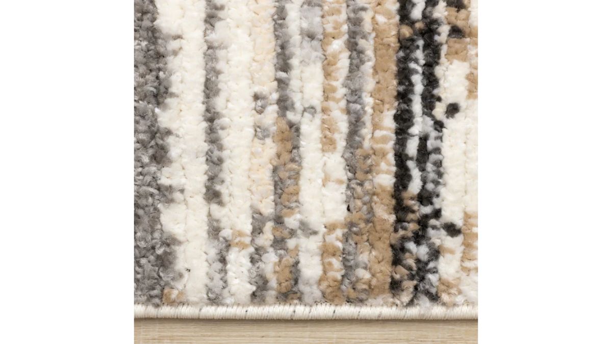 Nala Crean Grey Black Beige Distressed Lines Rug