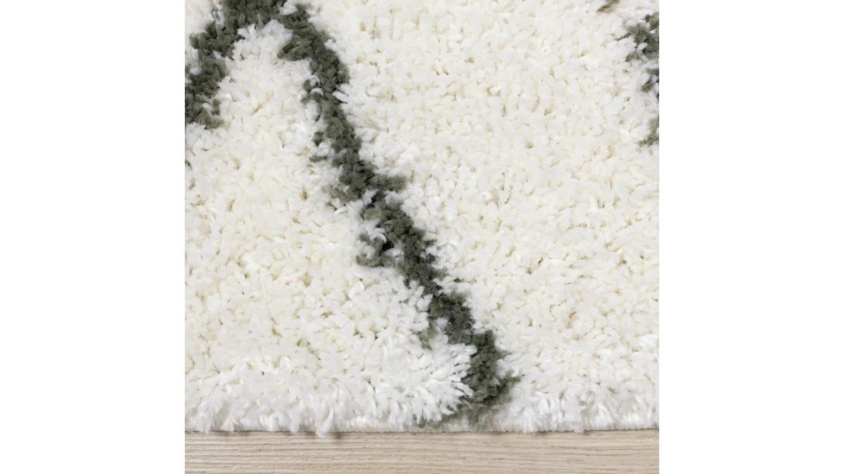 Pascal Cream Green Geometric Shag Rug