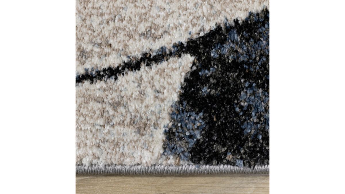 Breeze Blue Cream Black Poppies Rug