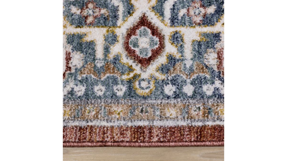 Marisa Red Blue Cream Floral Medallion Rug