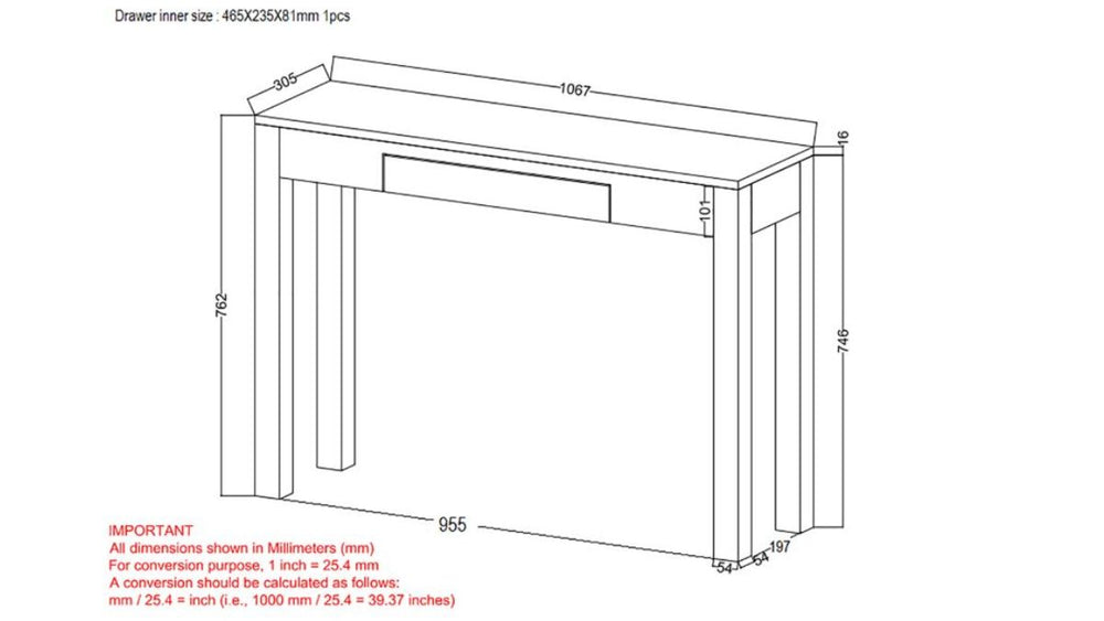 WORLDWIDE HOME FURNISHINGS IDRIS CONSOLE TABLE/ DESK