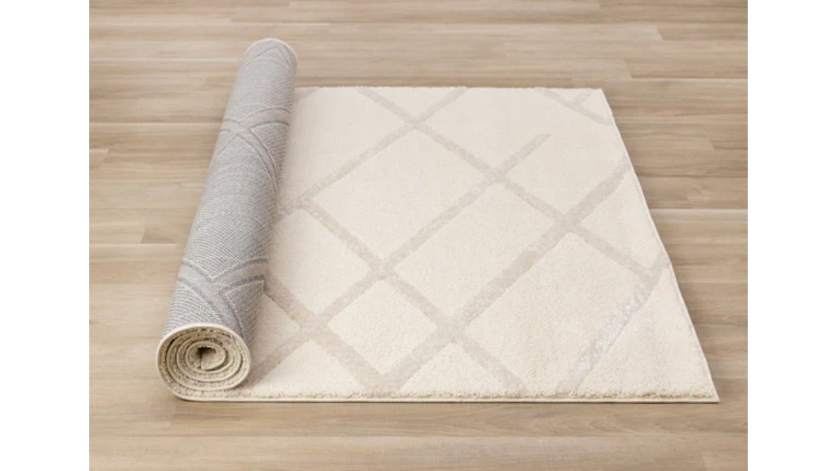 Sully Cream Beige Broken Lattice Design Rug