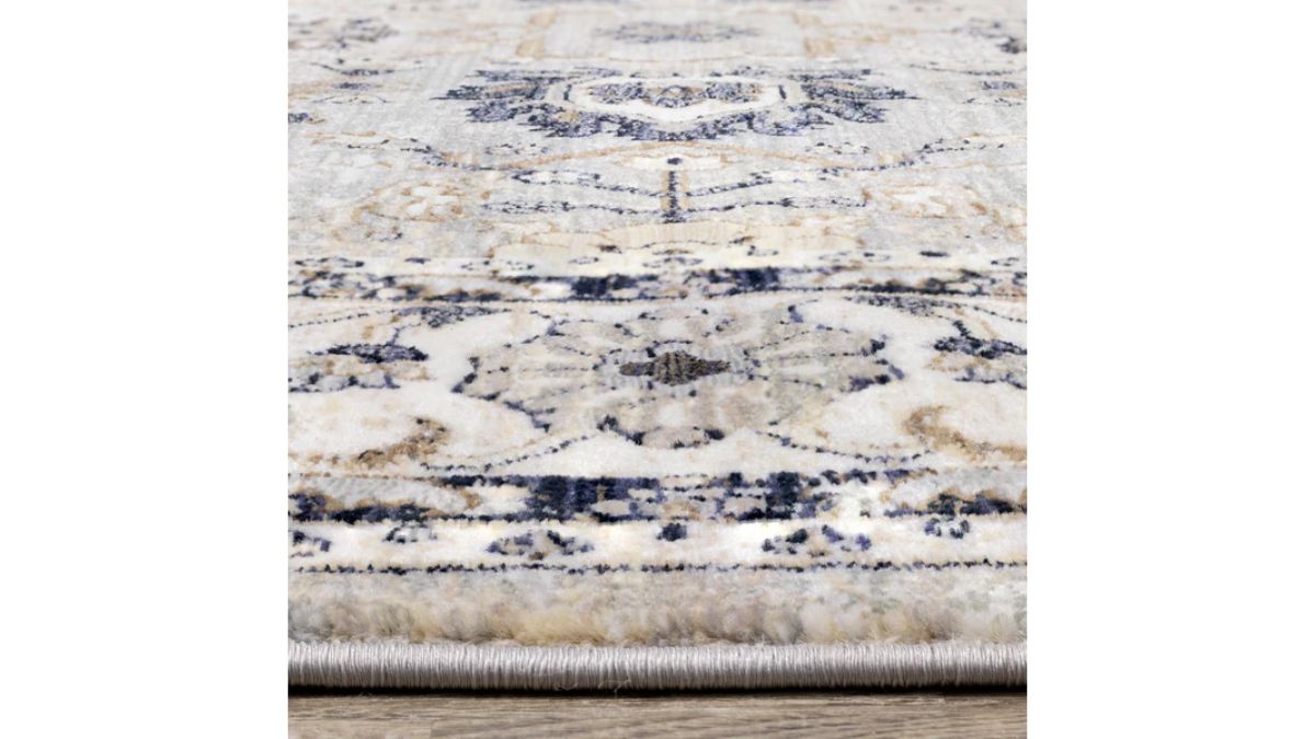 Samira Traditional Cream Blue Border Rug