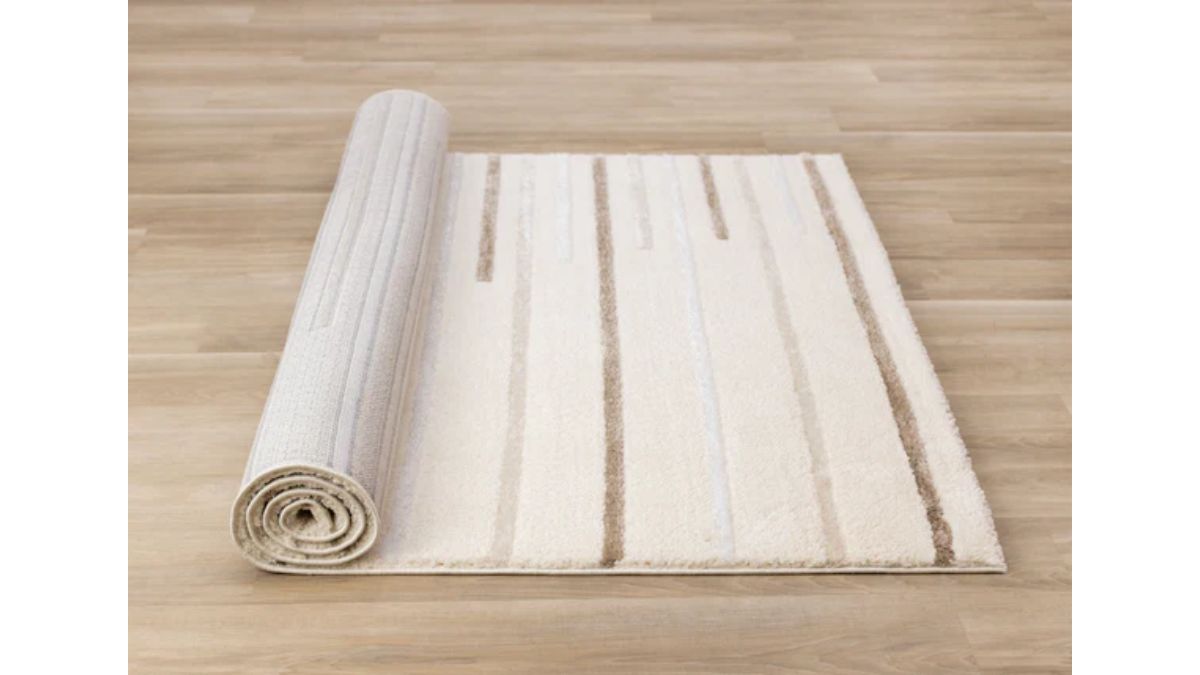 Sully Cream Brown White Staggered Lines Rug