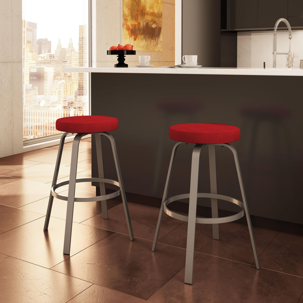  Amisco Reel 42436-34 Spectator Height Swivel Stool - Metallo/Flame IMAGE 2