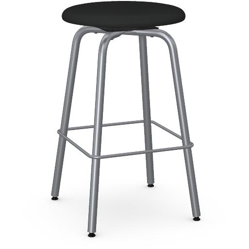  Amisco Button 42460-30 Pub Height Cushion Stool - Magnetite/Ink IMAGE 1
