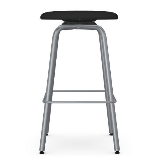  Amisco Button 42460-30 Pub Height Cushion Stool - Magnetite/Ink IMAGE 2