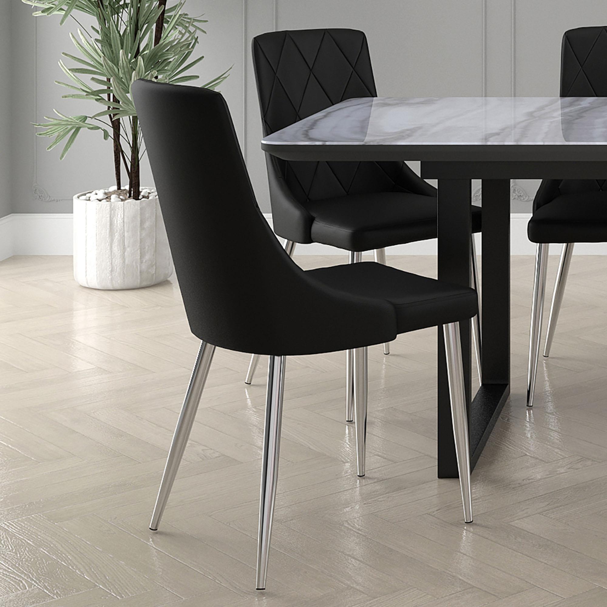  !nspire Devo 202-087BK Dining Chair - Black and Chrome IMAGE 2