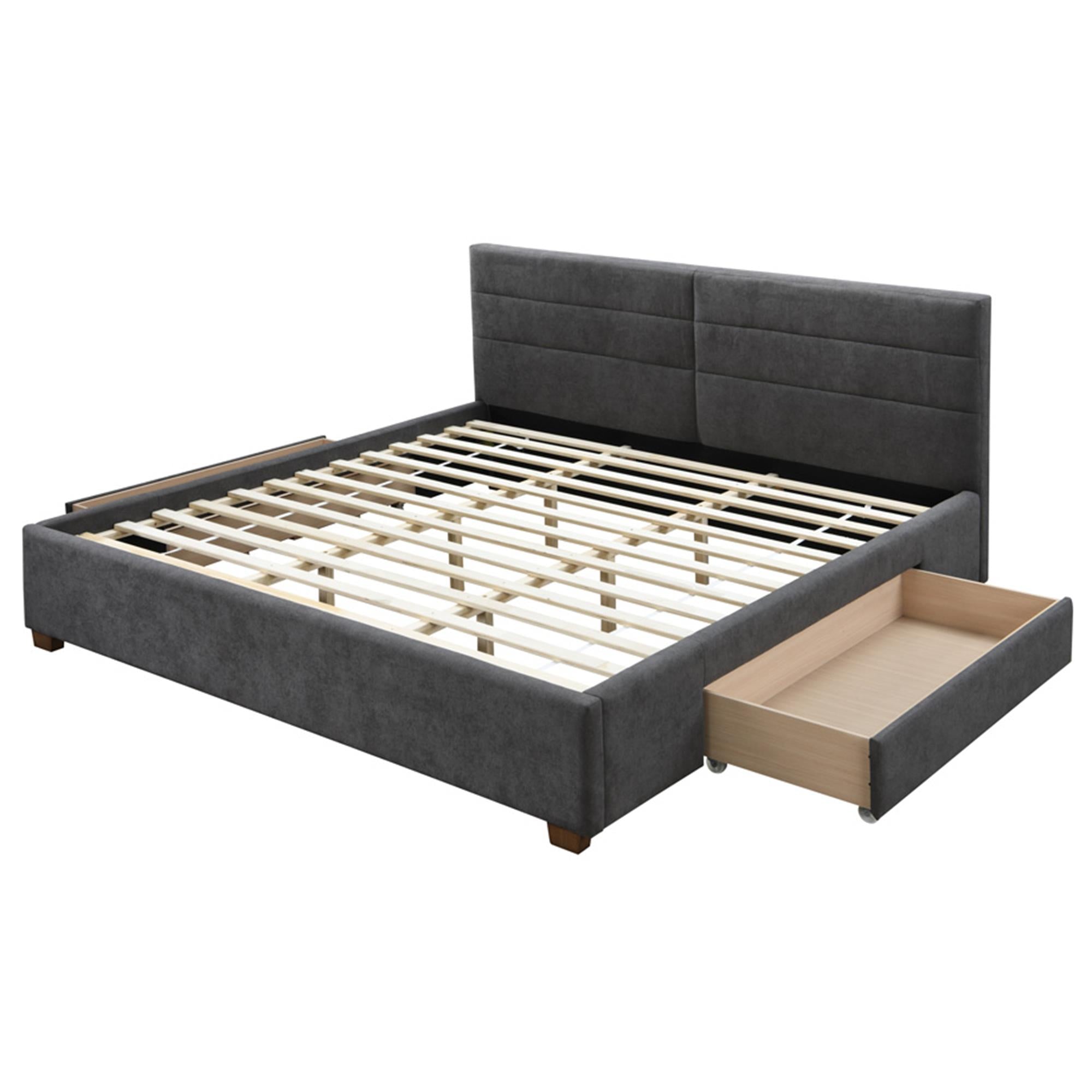  !nspire Emilio 101-633K-CH 78" King Platform Bed w/Drawers - Charcoal IMAGE 4