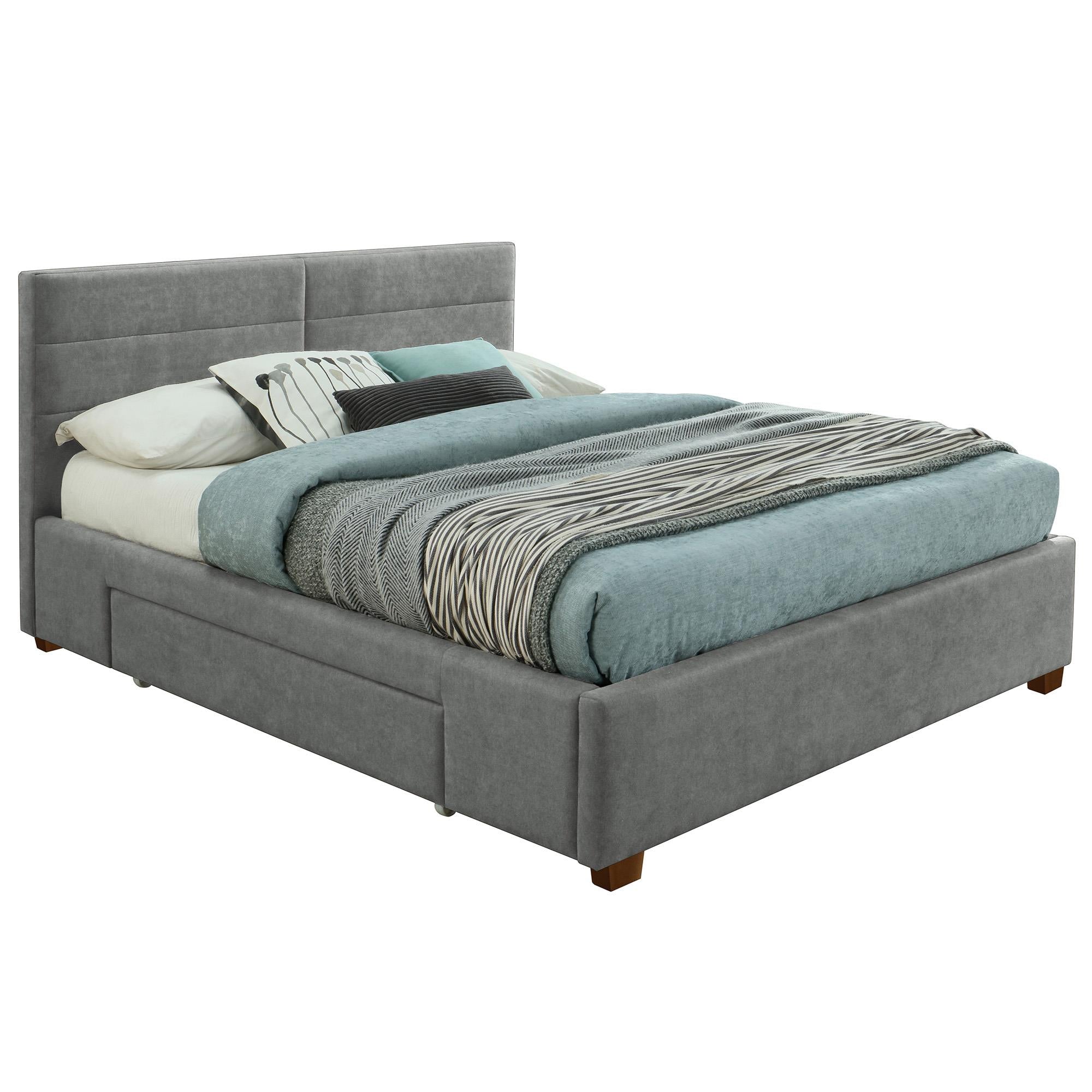  !nspire Emilio 101-633Q-LG 60" Queen Platform Bed w/Drawer - Light Grey IMAGE 1