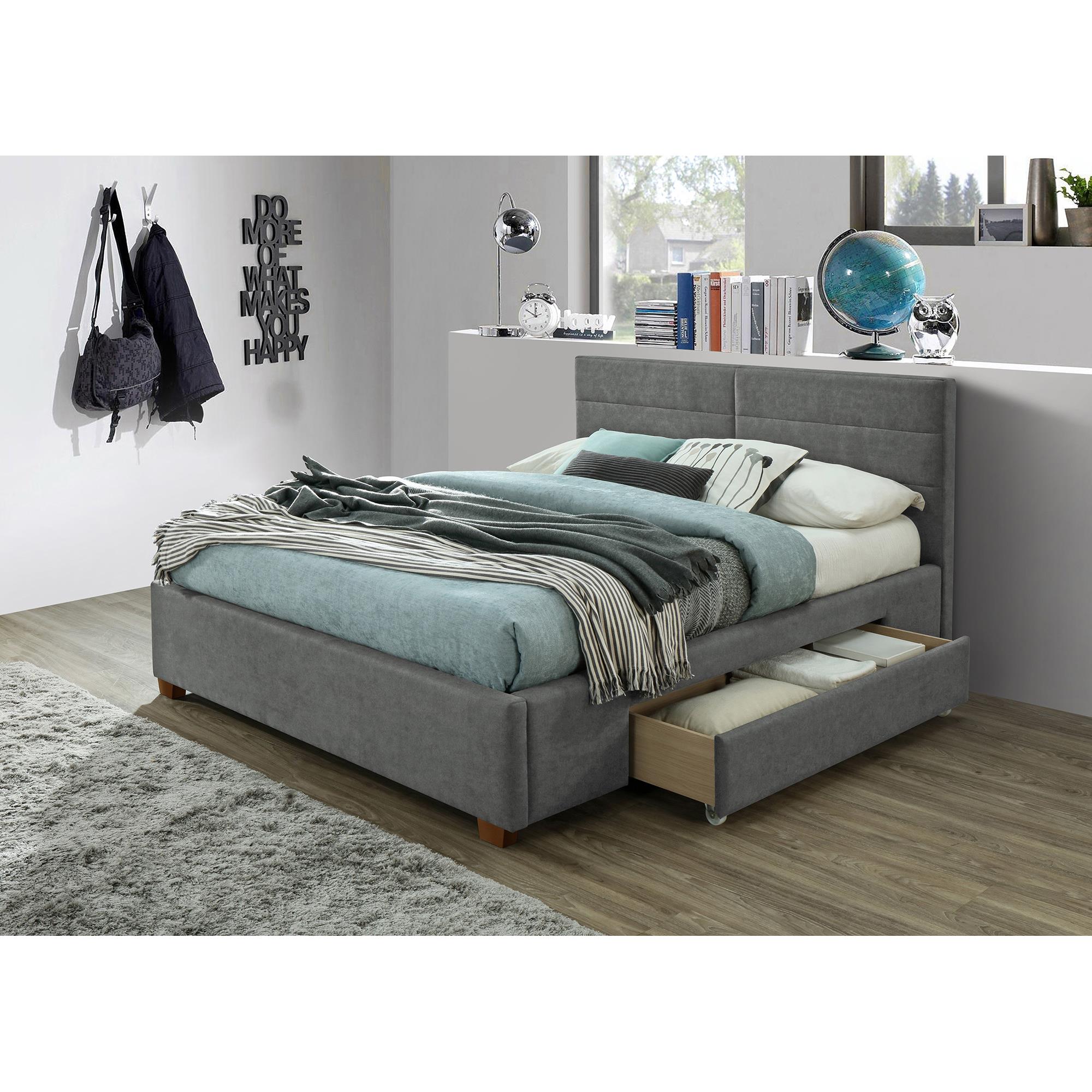  !nspire Emilio 101-633Q-LG 60" Queen Platform Bed w/Drawer - Light Grey IMAGE 2