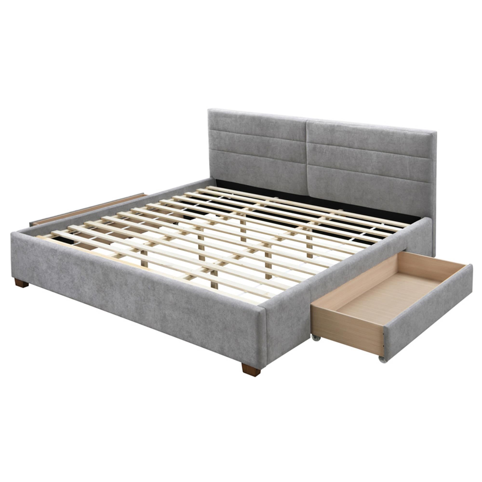  !nspire Emilio 101-633K-LG 78" King Platform Bed w/Drawers - Light Grey IMAGE 4