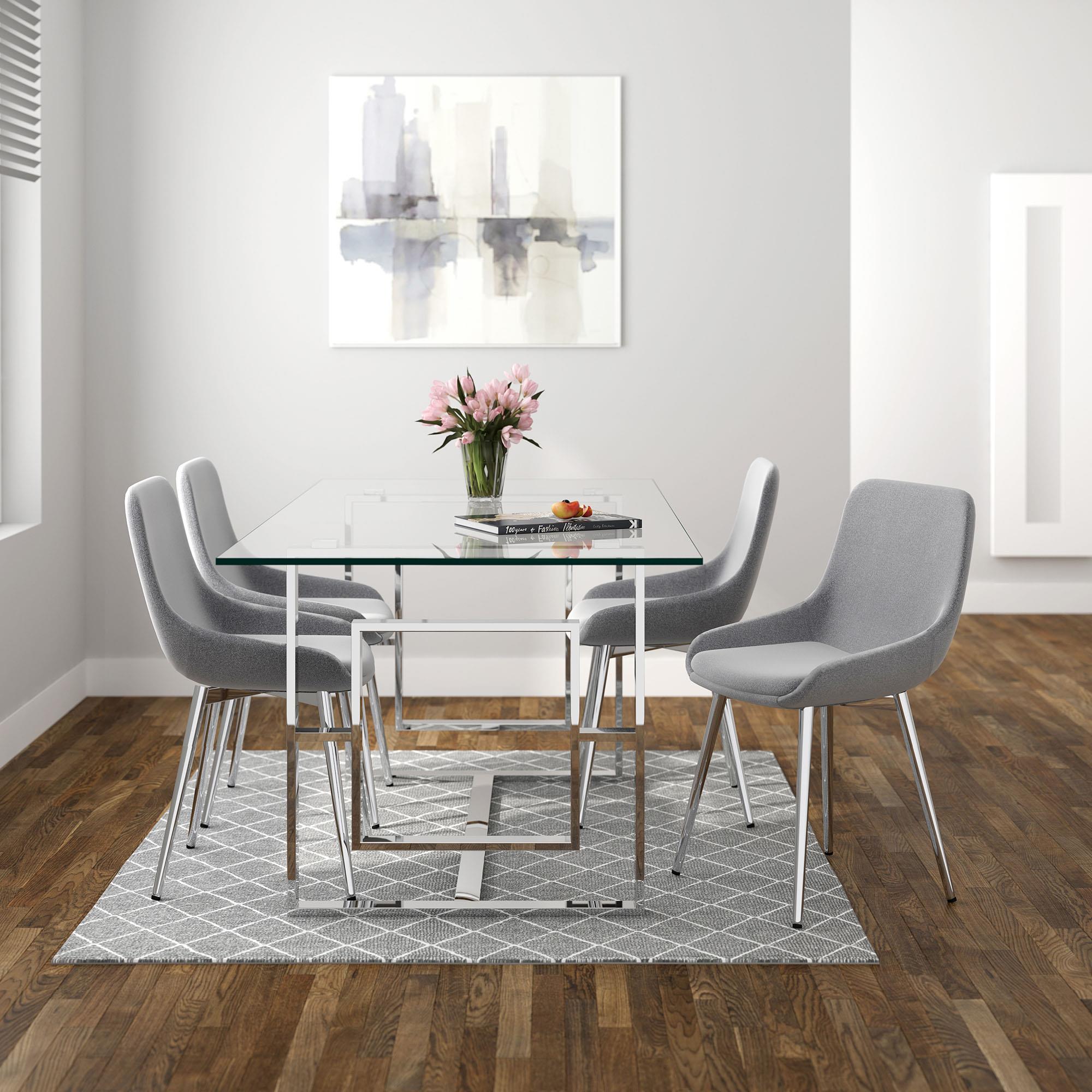  !nspire Eros 201-482CH Rectangular Dining Table - Silver IMAGE 2
