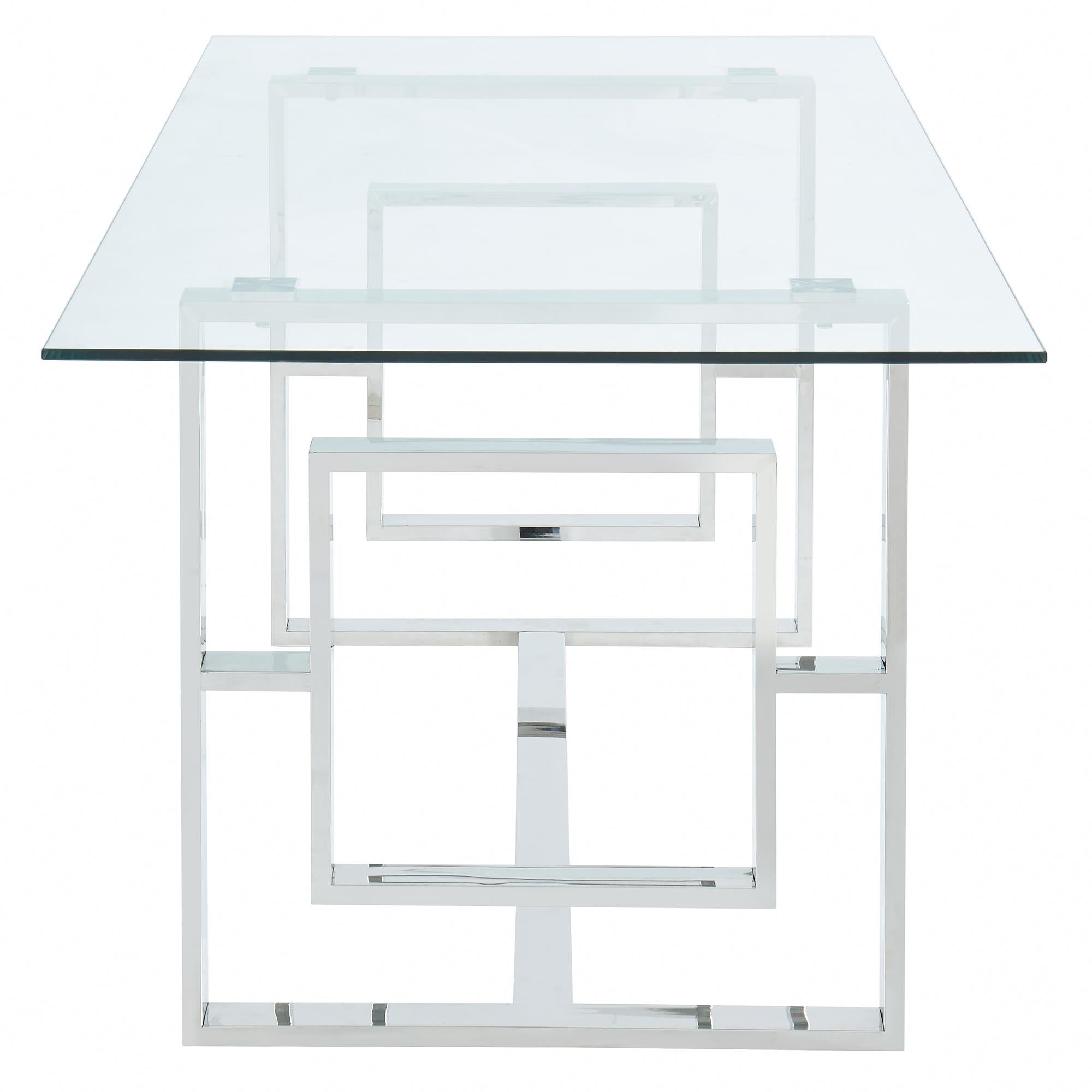  !nspire Eros 201-482CH Rectangular Dining Table - Silver IMAGE 4