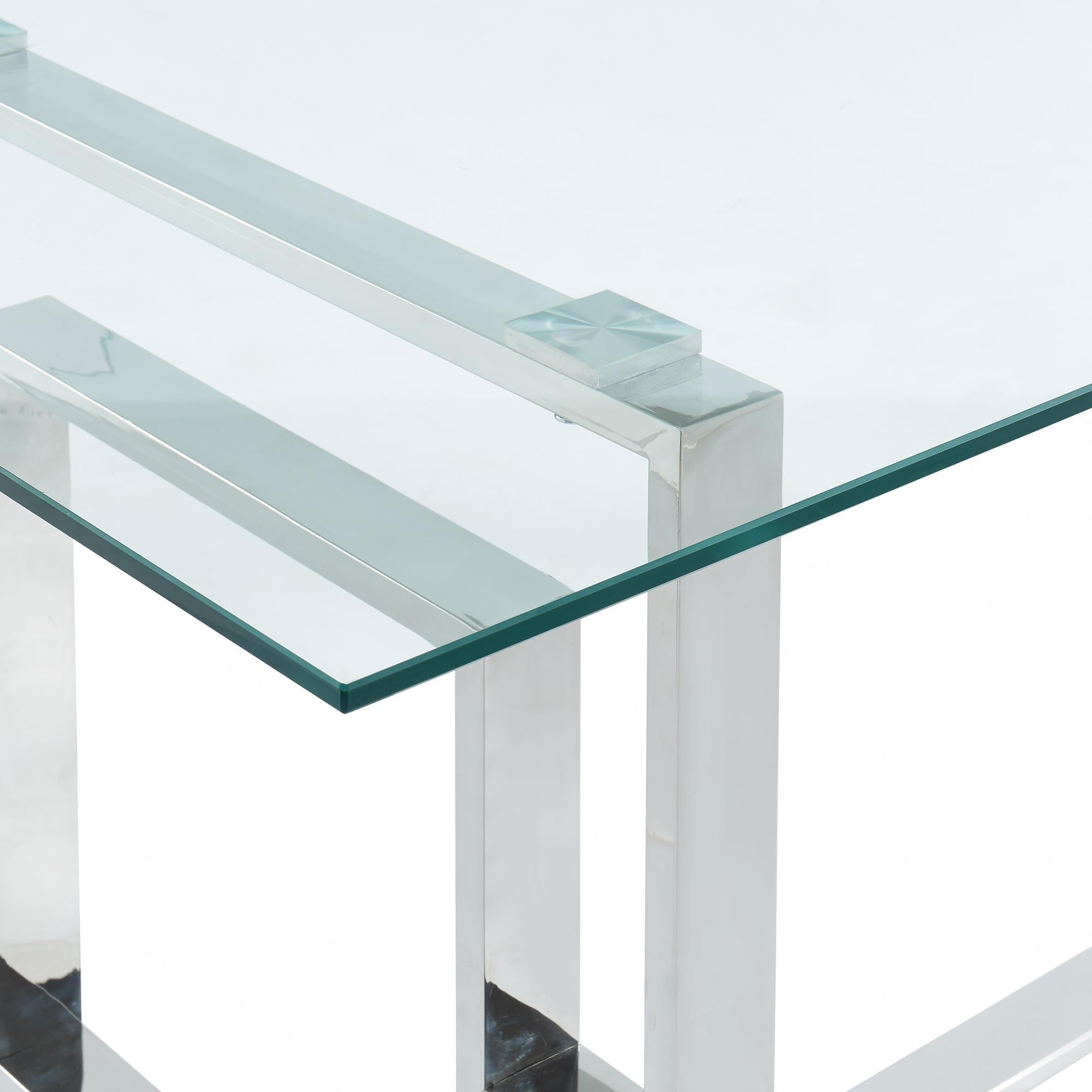  !nspire Eros 201-482CH Rectangular Dining Table - Silver IMAGE 6