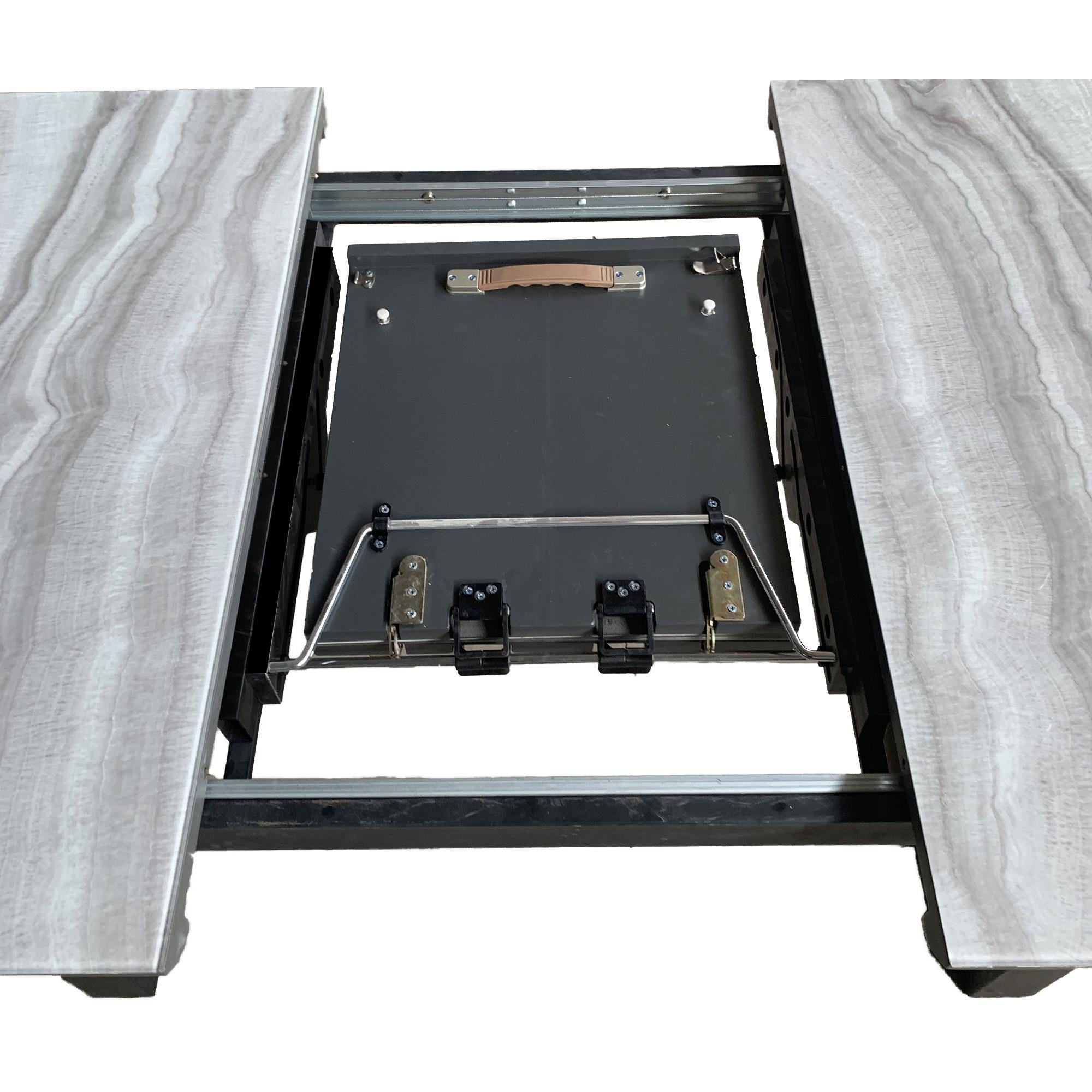  !nspire Gavin 201-360BK Dining Table w/Extension - Black and Faux Marble IMAGE 3