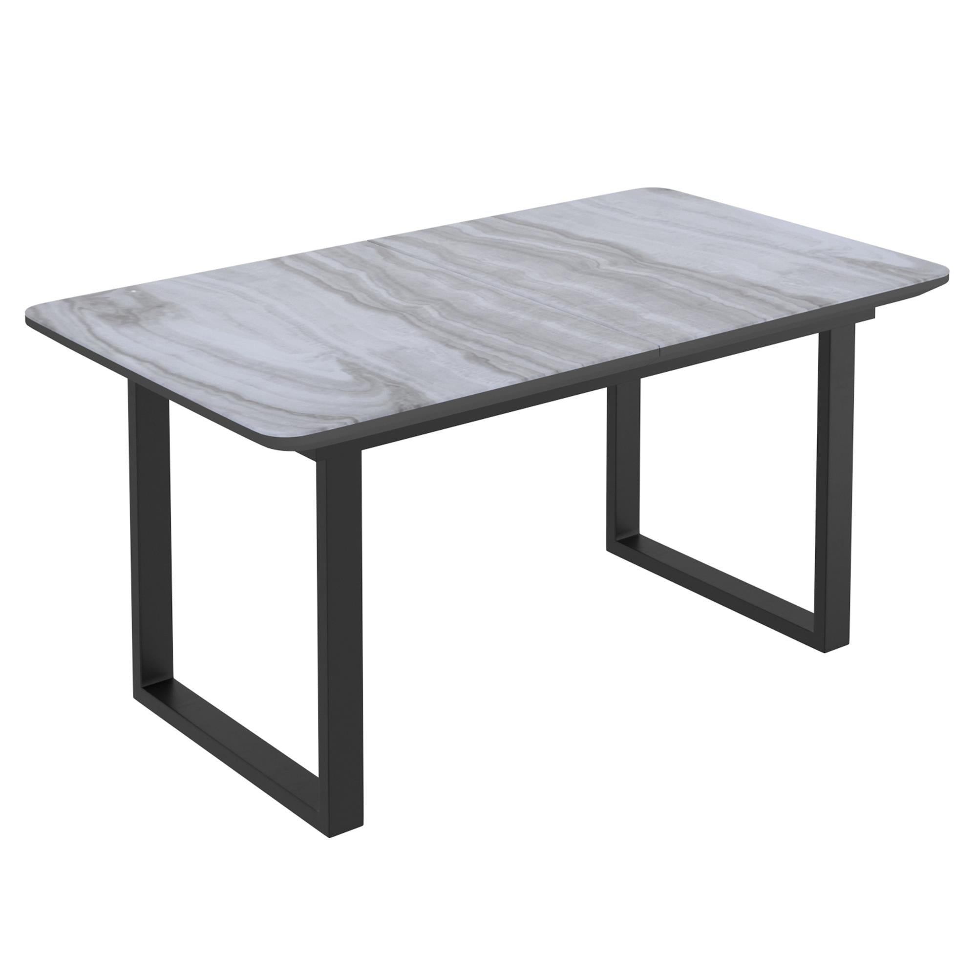  !nspire Gavin 201-360BK Dining Table w/Extension - Black and Faux Marble IMAGE 4