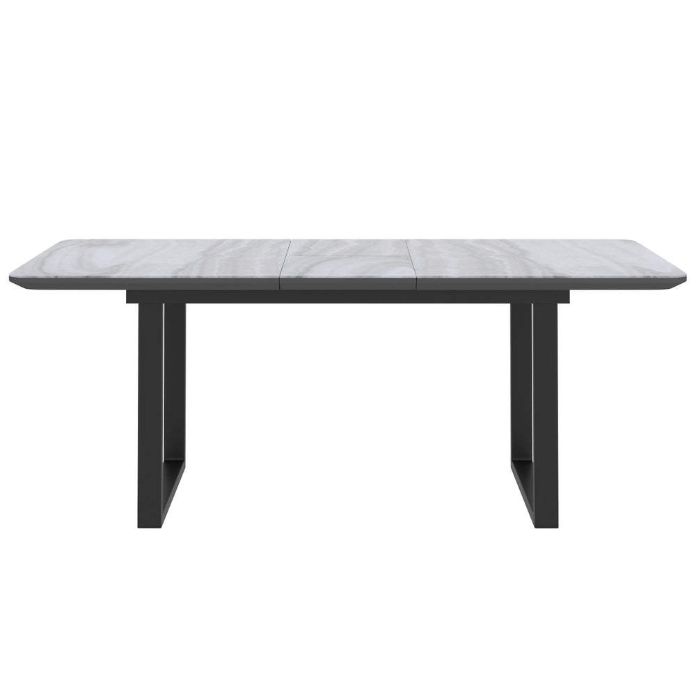  !nspire Gavin 201-360BK Dining Table w/Extension - Black and Faux Marble IMAGE 5