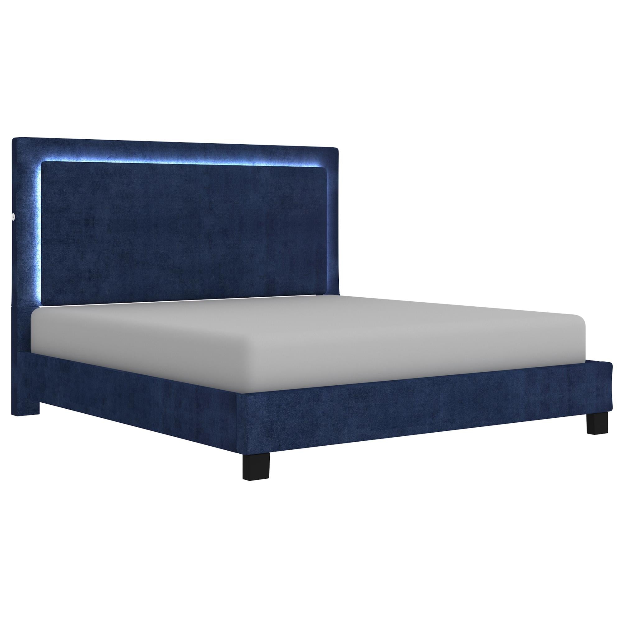  !nspire Lumina 101-088K-BL 78" King Platform Bed w/Light - Blue IMAGE 1