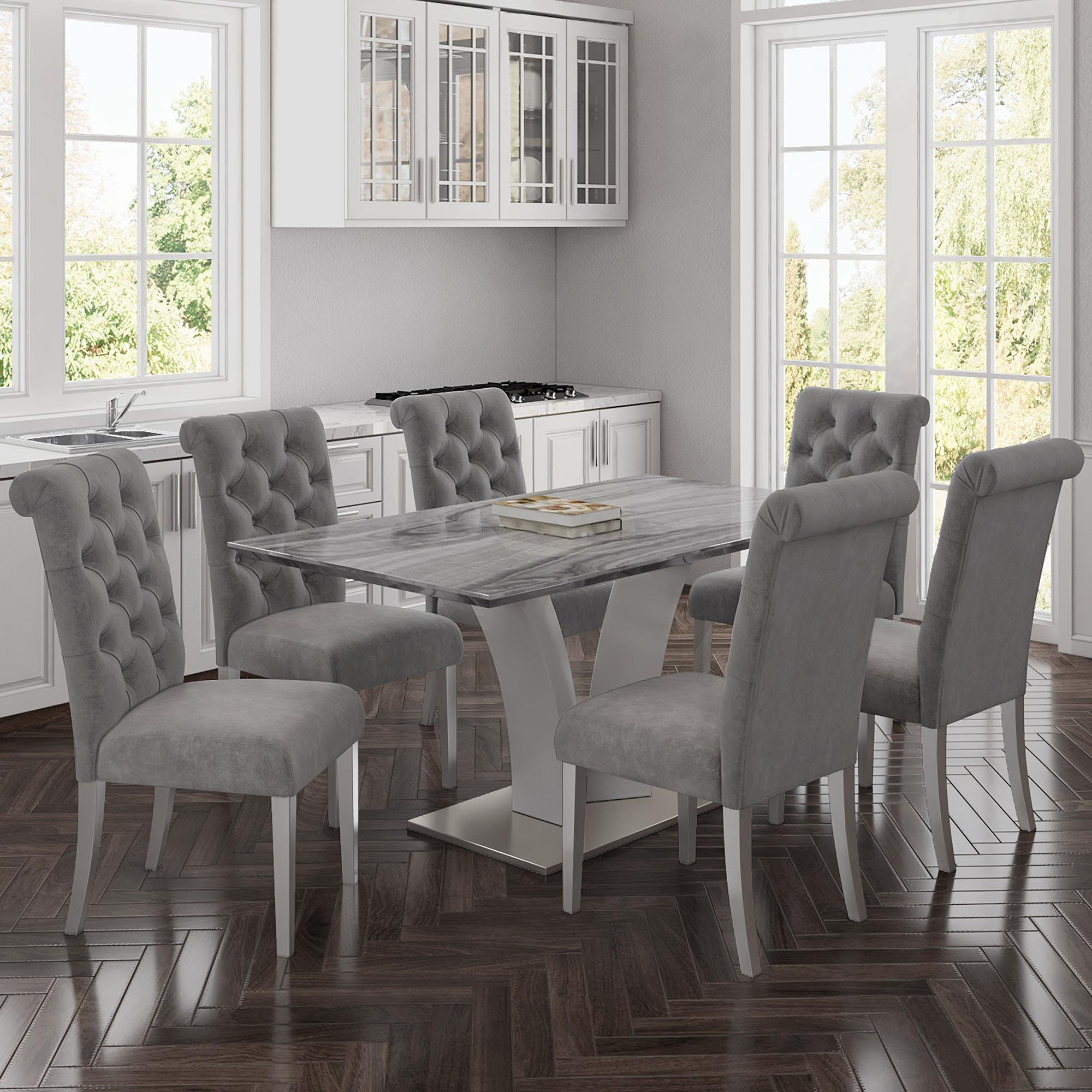  !nspire Napoli 201-545GY Rectangular Dining Table - Light Grey IMAGE 2
