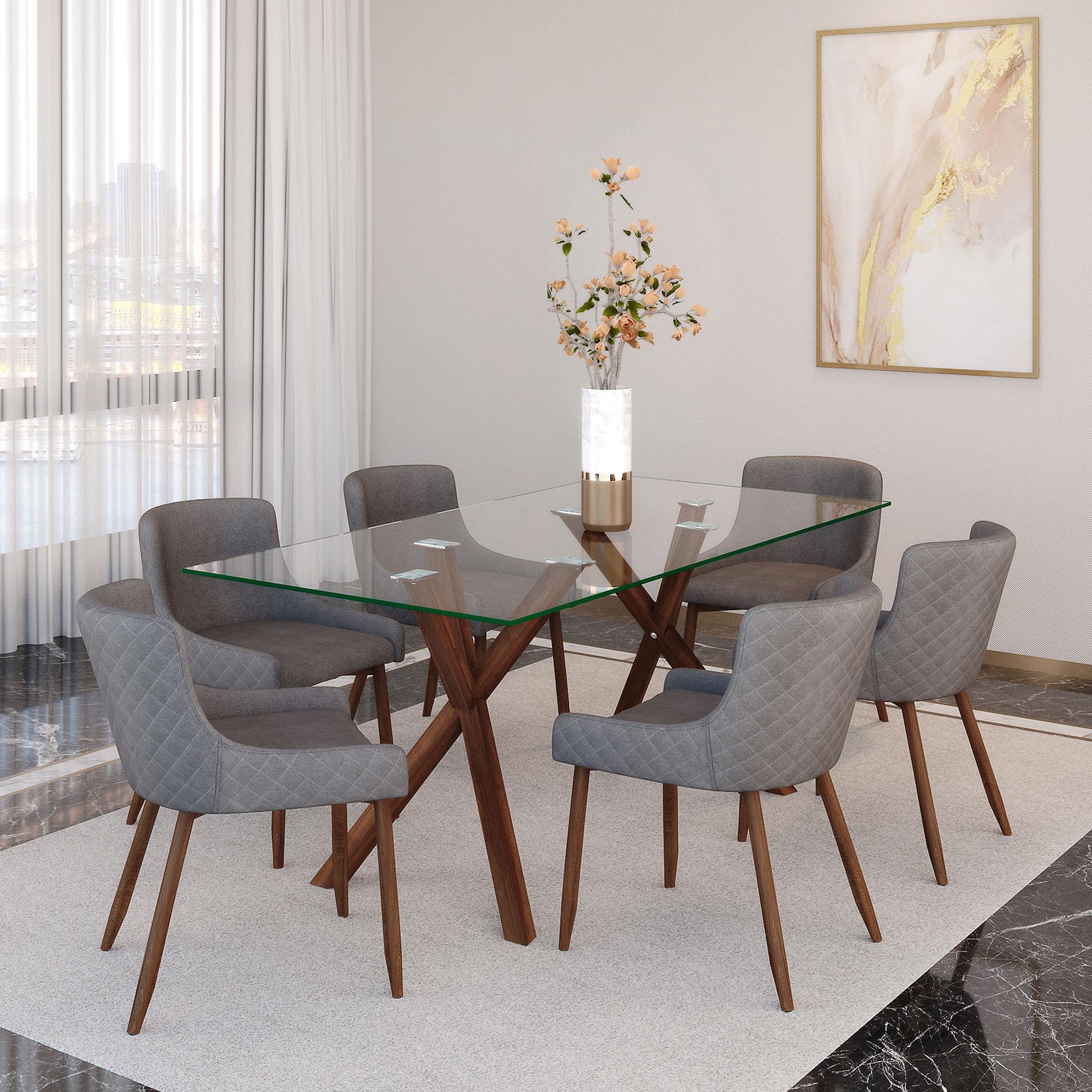  Worldwide Home Furnishings Stark 201-535WAL Rectangular Dining Table - Walnut IMAGE 6