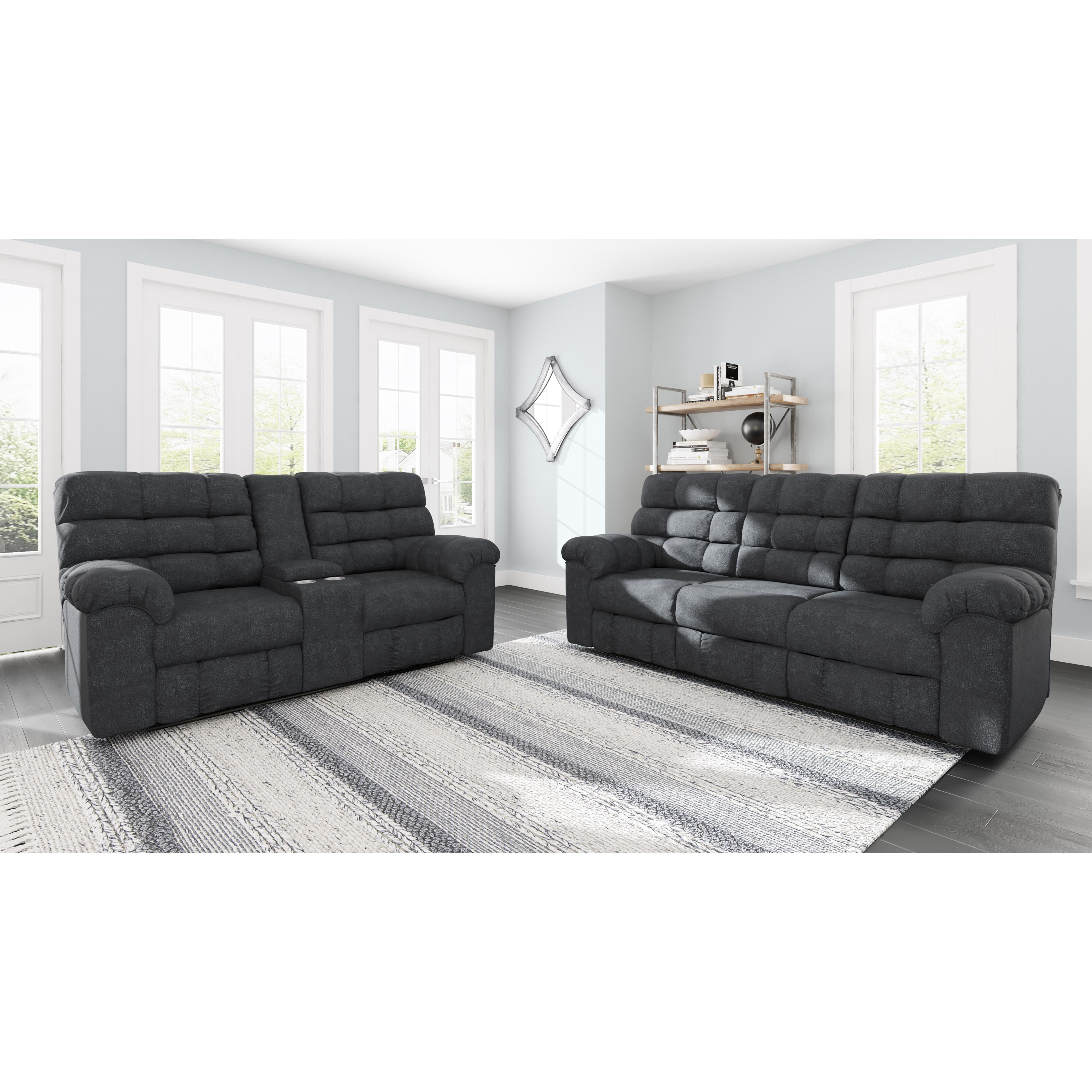  Signature Design by Ashley Wilhurst Reclining Fabric Loveseat with Console 5540394 IMAGE 7
