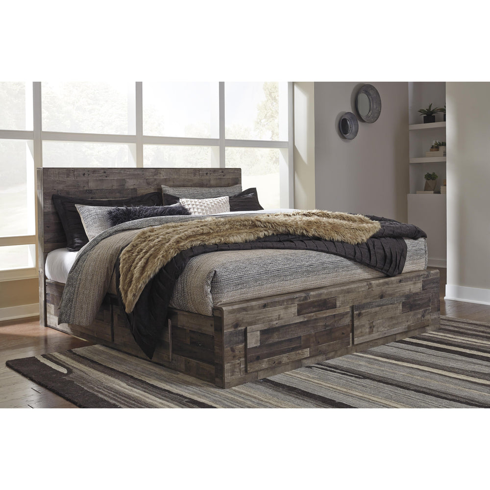  Benchcraft Derekson B200B19 King Panel Bed with 4 Storage Drawers IMAGE 2