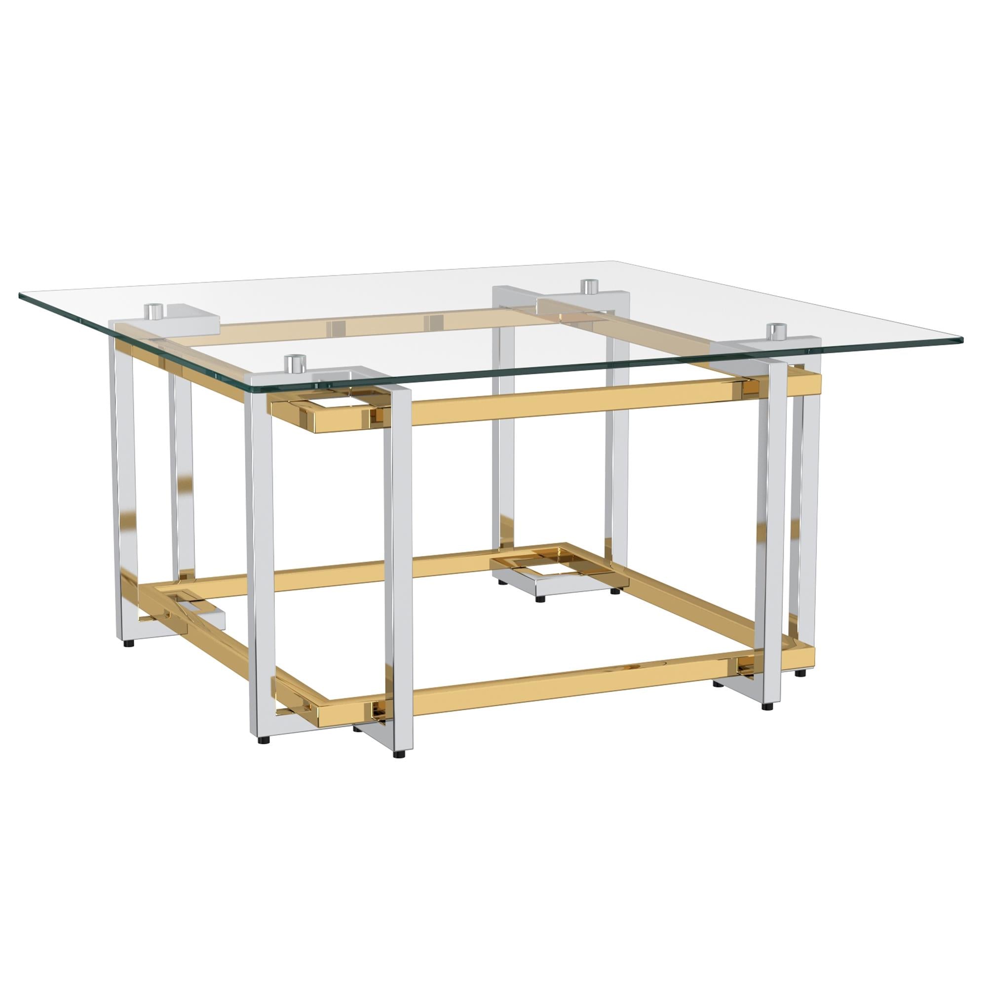  !nspire Florina 301-561SQU Coffee Table - Silver and Gold IMAGE 1
