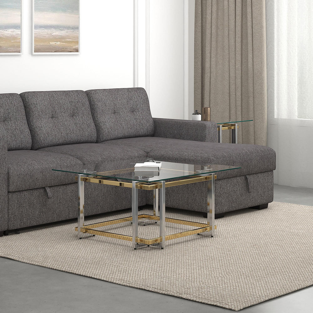  !nspire Florina 301-561SQU Coffee Table - Silver and Gold IMAGE 2