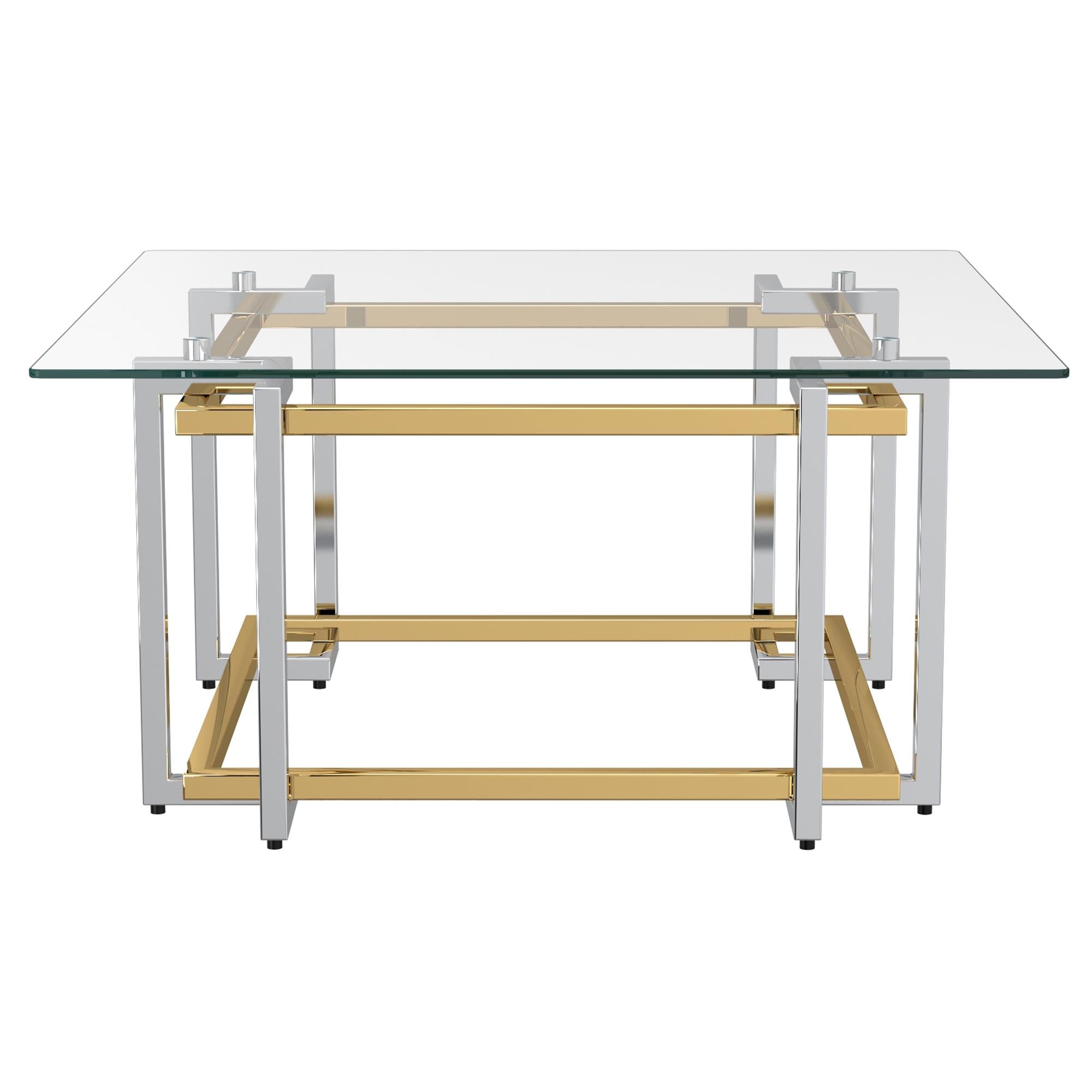  !nspire Florina 301-561SQU Coffee Table - Silver and Gold IMAGE 3