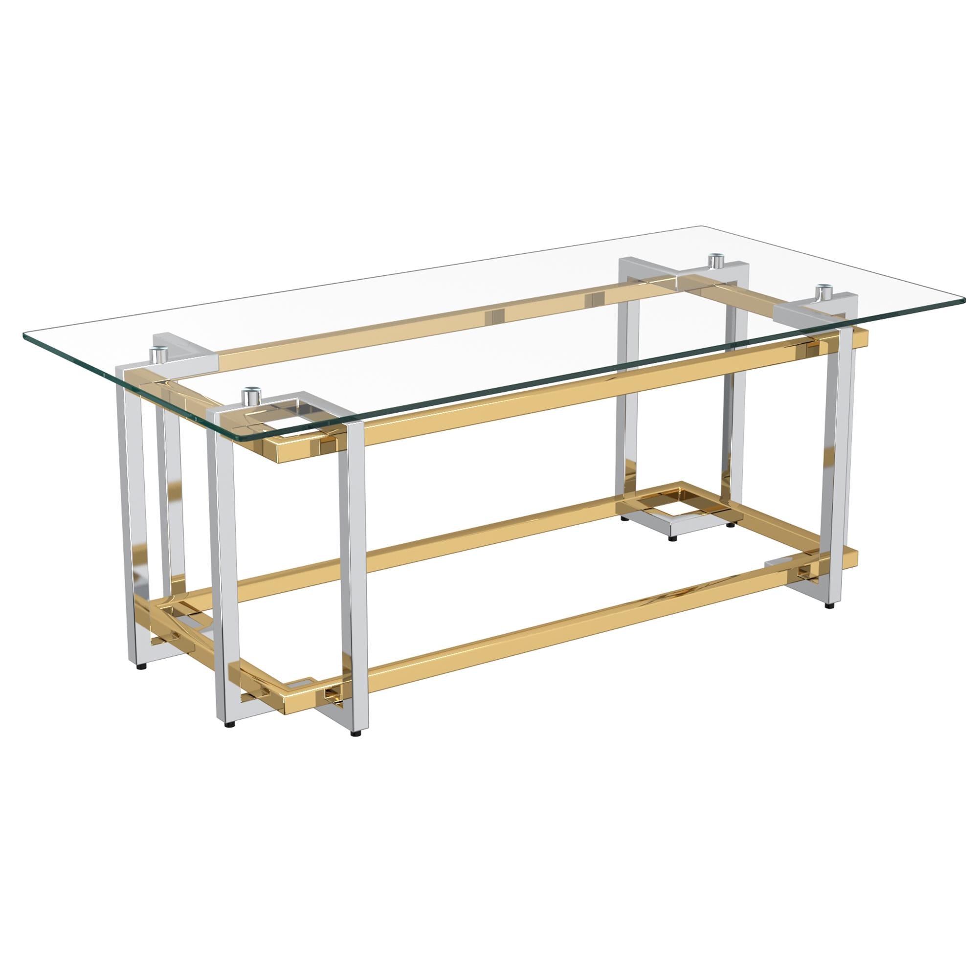  !nspire Florina 301-561REC Coffee Table - Silver and Gold IMAGE 1