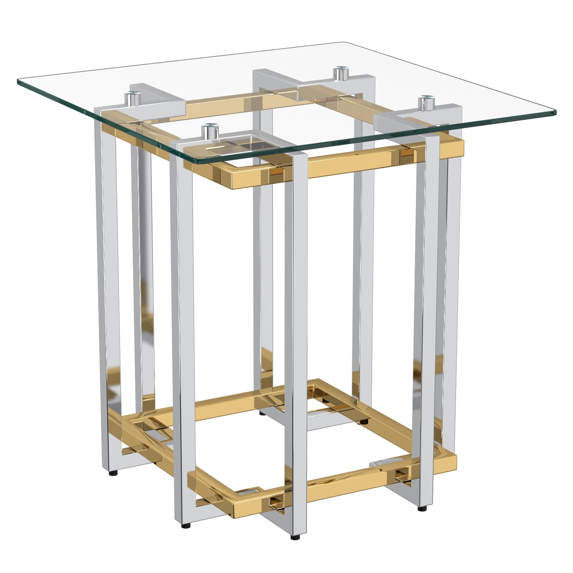  !nspire Florina 501-561CH Accent Table - Silver and Gold IMAGE 1