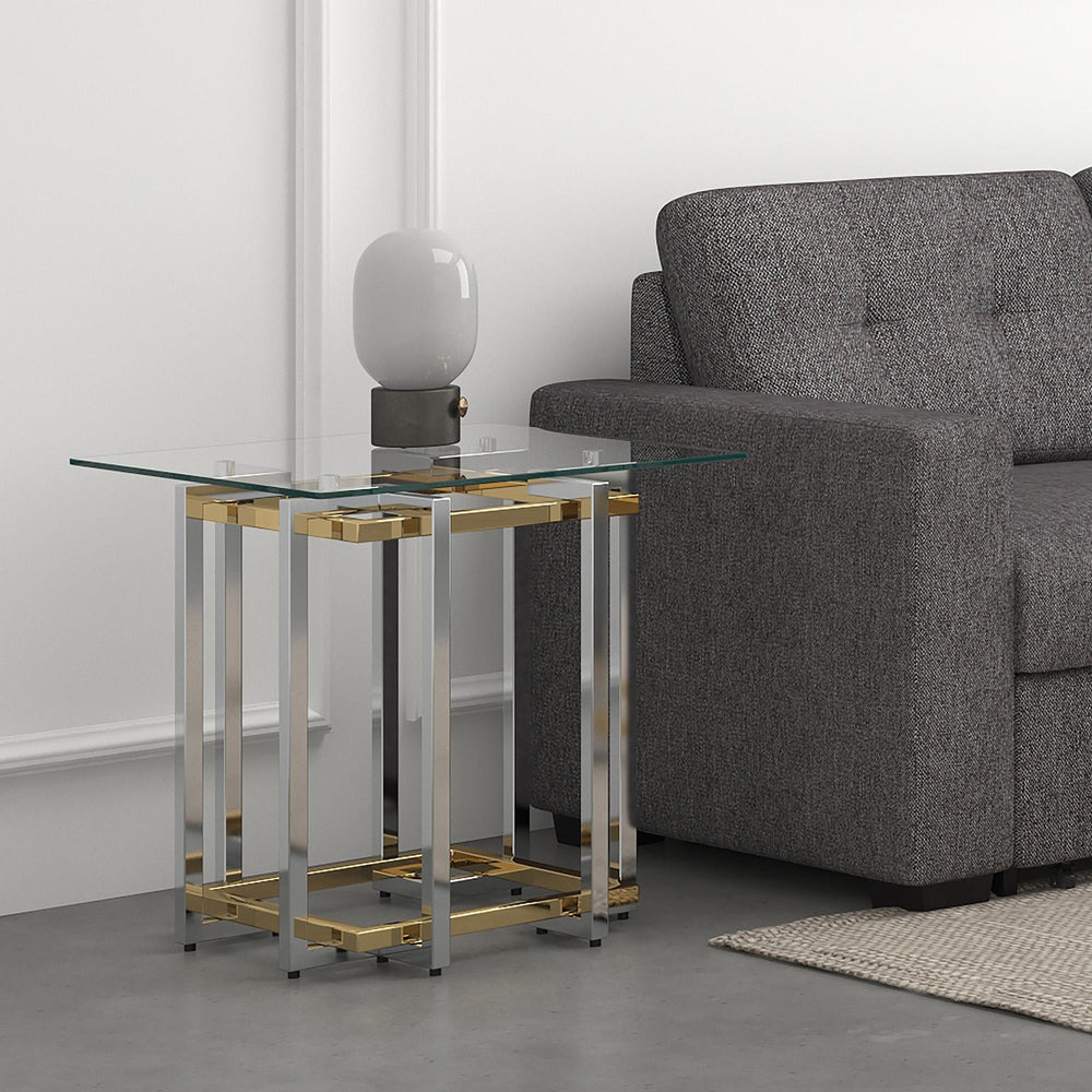  !nspire Florina 501-561CH Accent Table - Silver and Gold IMAGE 2