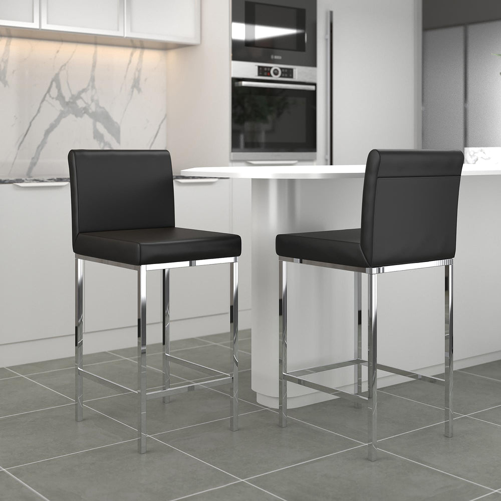  !nspire Porto 203-576BK 26" Counter Stool - Black and Chrome IMAGE 2