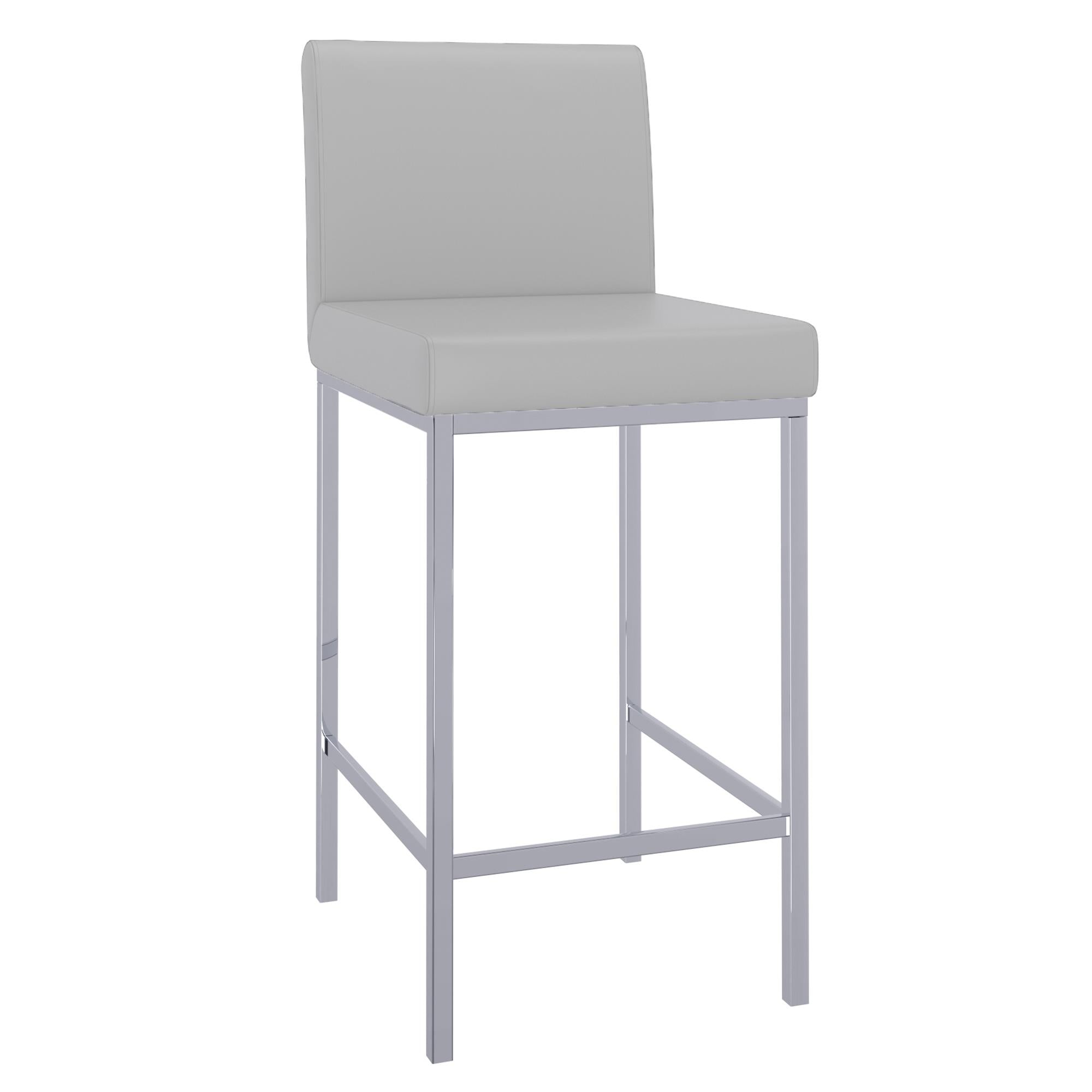  !nspire Porto 203-576GY 26" Counter Stool - Grey and Chrome IMAGE 1