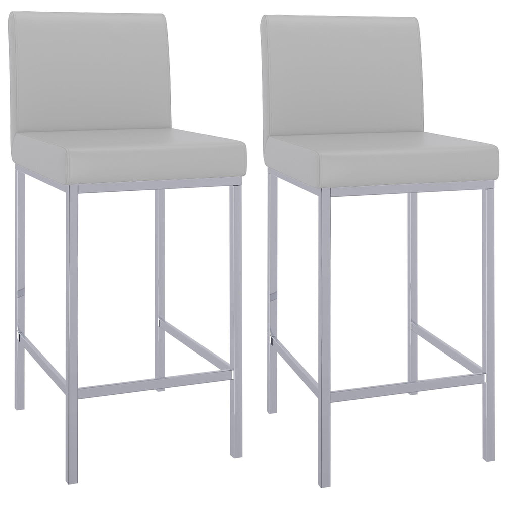  !nspire Porto 203-576GY 26" Counter Stool - Grey and Chrome IMAGE 6