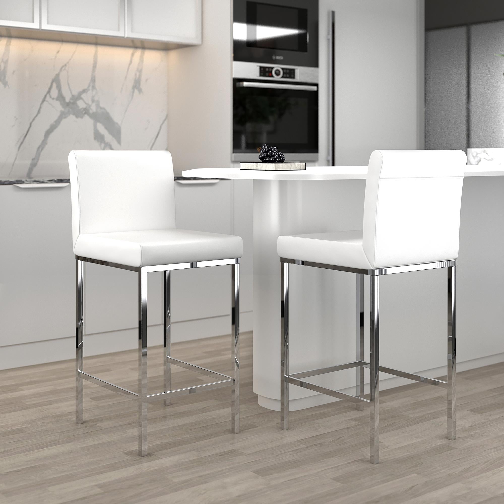 !nspire Porto 203-576WT 26" Counter Stool - White and Chrome IMAGE 2