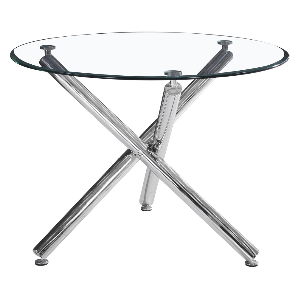  Worldwide Home Furnishings Solara/Devo 207-160_087WT 5 pc Dining Set - Chrome with White Chair IMAGE 2
