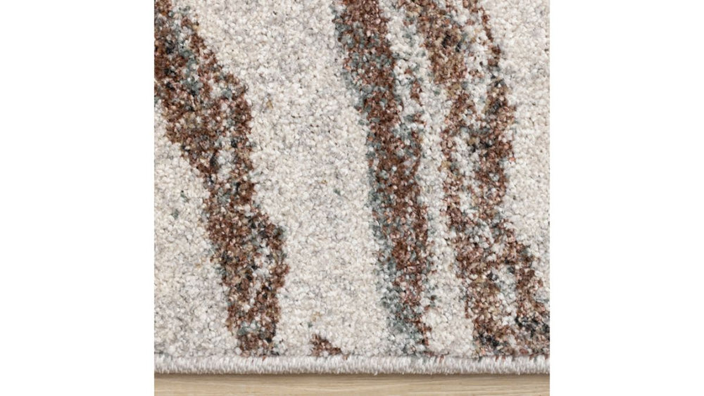 Mae White Grey Orange Veined Marble Design Rug