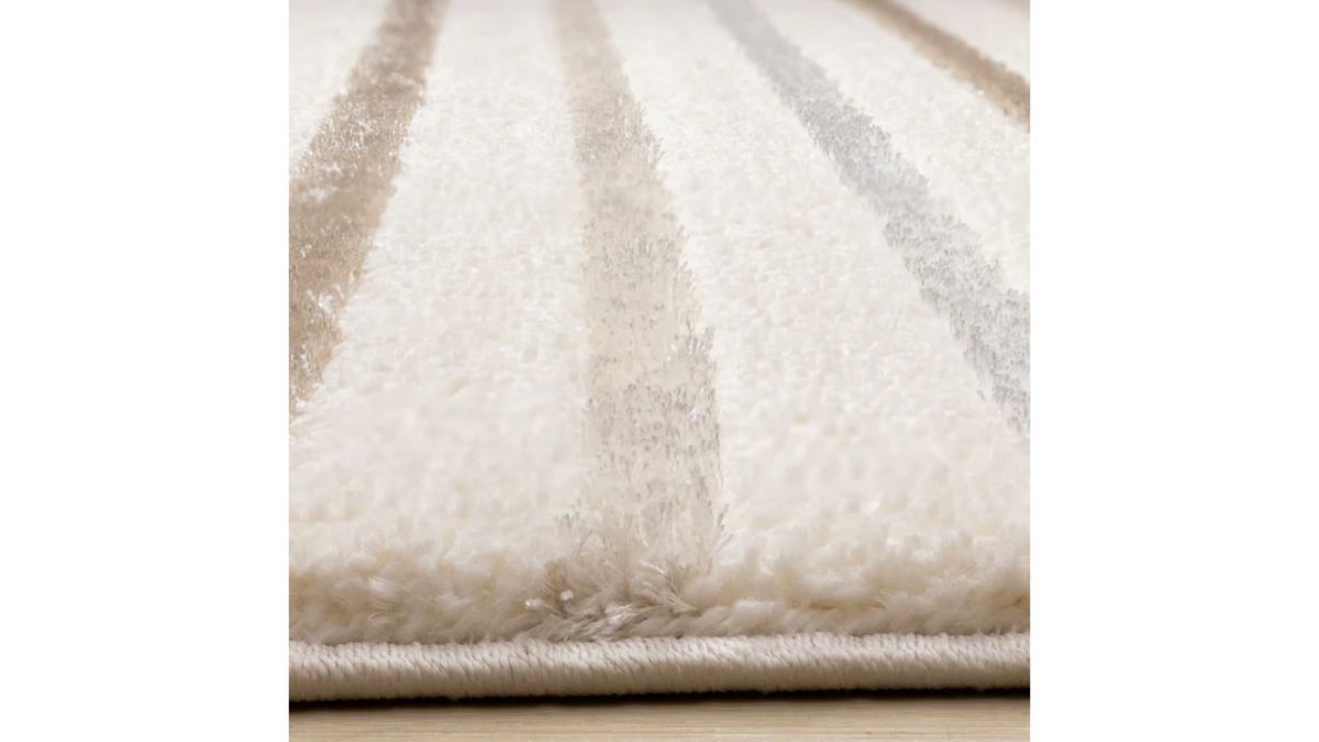 Sully Cream Brown White Staggered Lines Rug