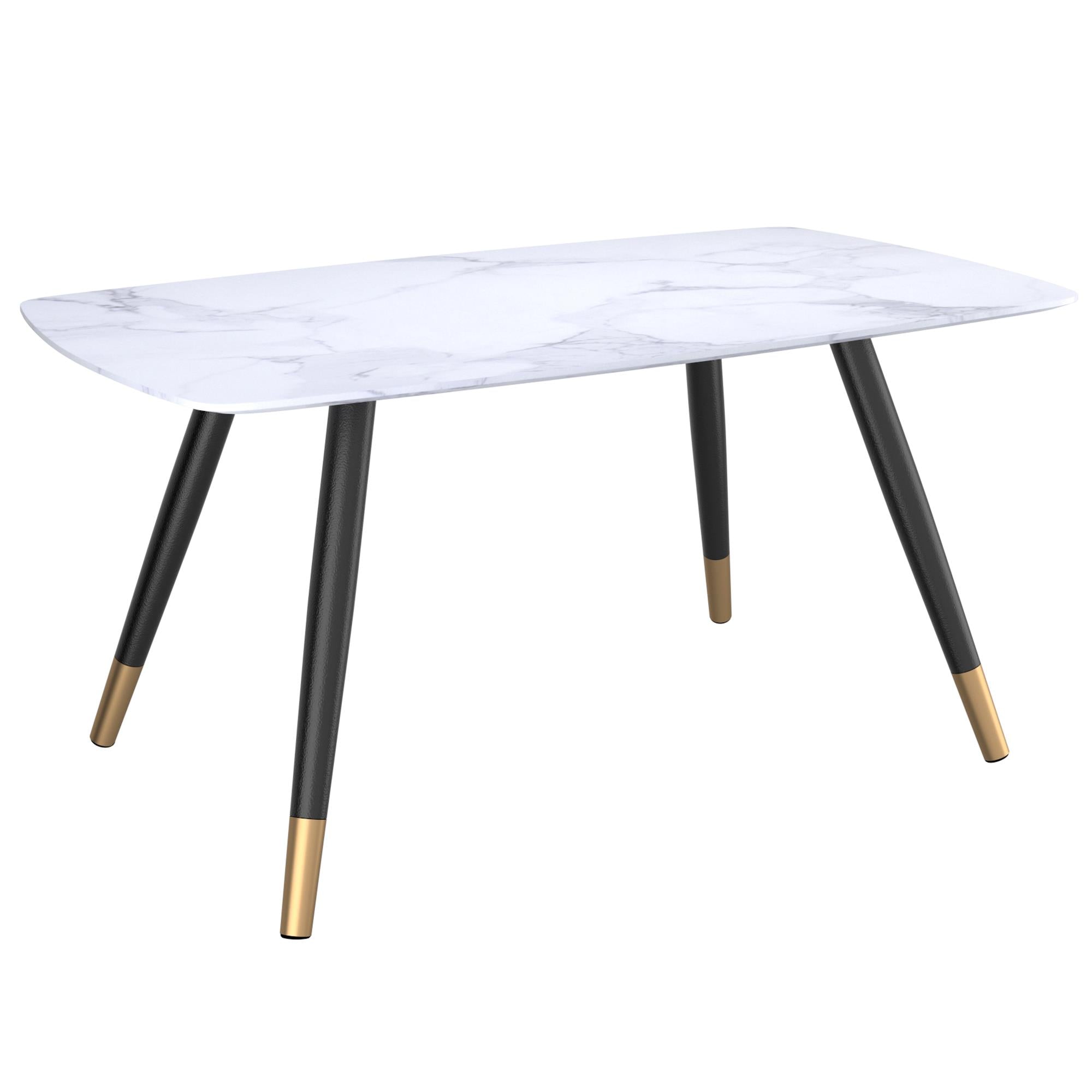  !nspire Emery 201-294REC-WT Rectangular Dining Table - White and Black IMAGE 1