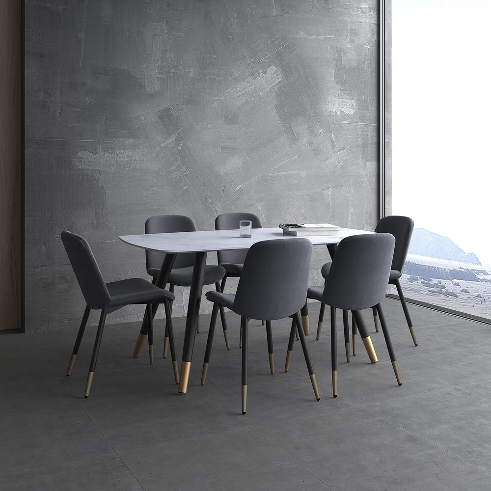  !nspire Emery 201-294REC-WT Rectangular Dining Table - White and Black IMAGE 2
