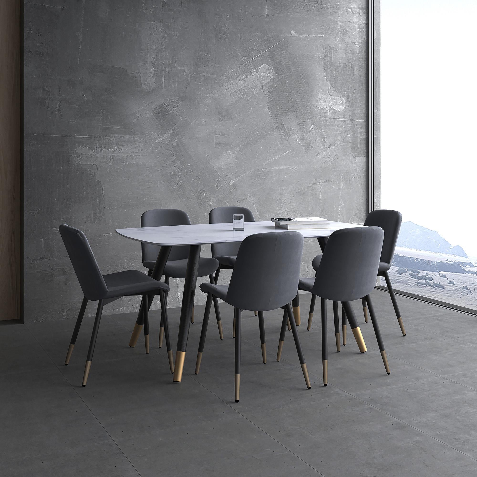  !nspire Emery 201-294REC-WT Rectangular Dining Table - White and Black IMAGE 2