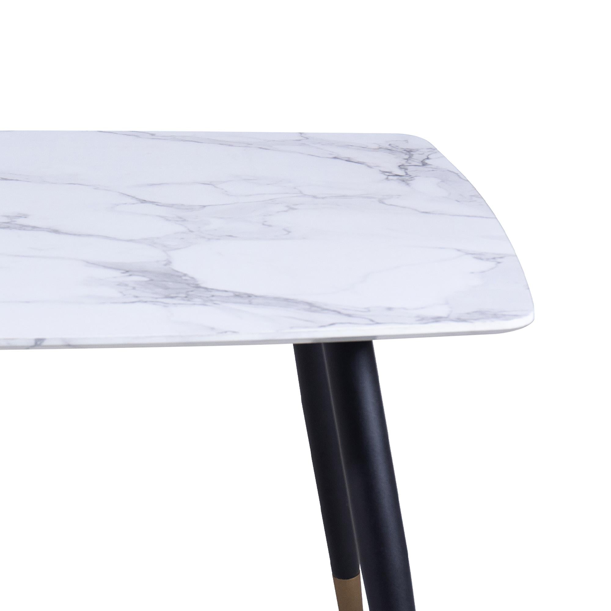  !nspire Emery 201-294REC-WT Rectangular Dining Table - White and Black IMAGE 6