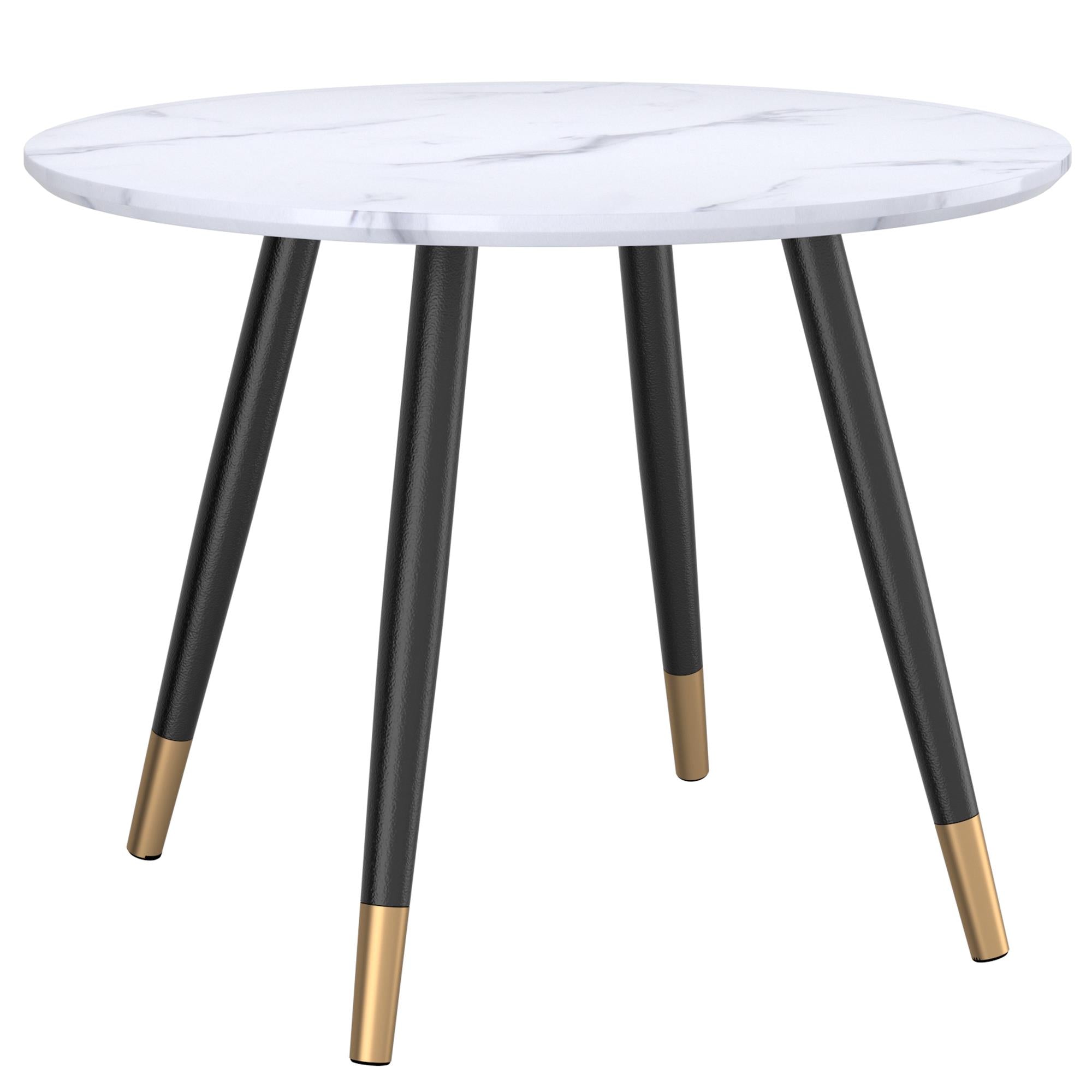  !nspire Emery 201-294RND-WT Round Dining Table - White and Black IMAGE 1